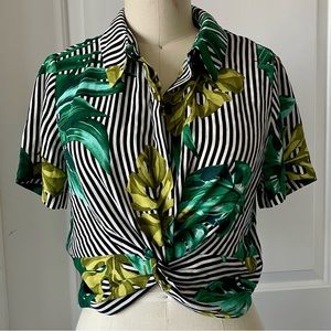 Forever 21 Palm Leaf Cropped Blouse
